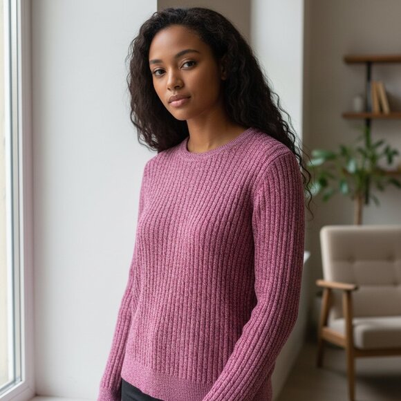 Kim Rogers Sweaters - KIM ROGERS Cable Knit Marbled Sweater